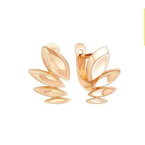 Серьги с английским замком из красного золота