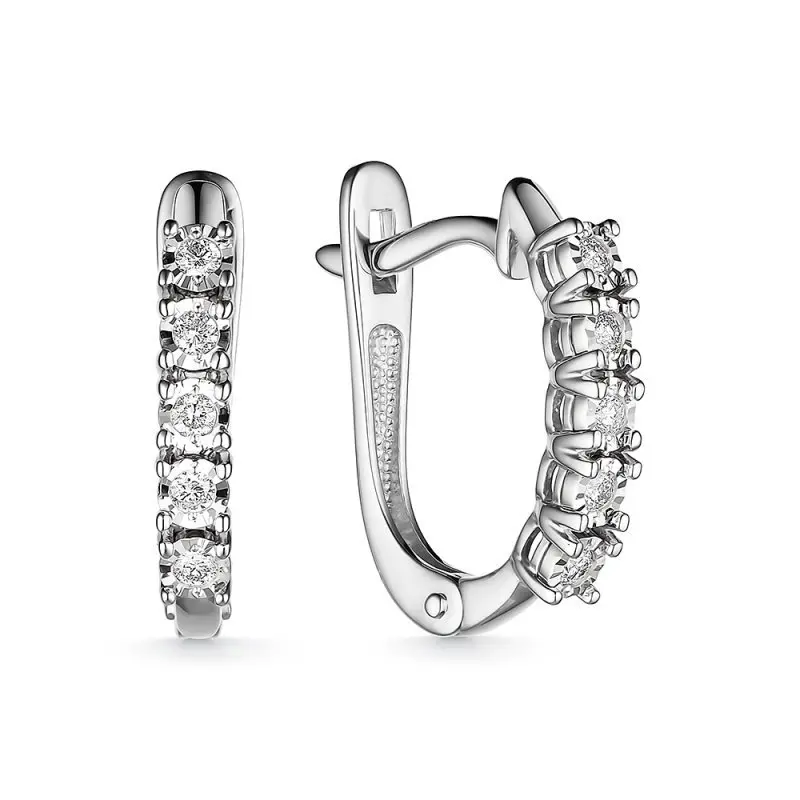 Серьги с английским замком из белого золота