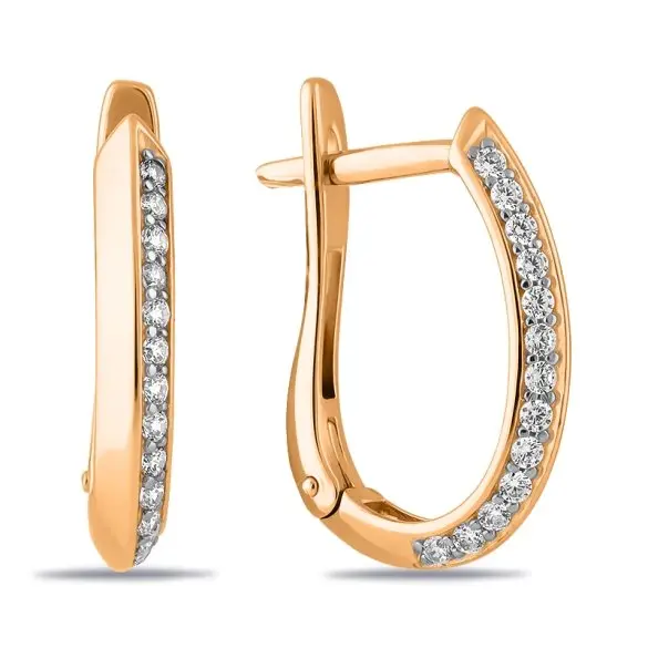 Серьги с английским замком из комбинированного золота