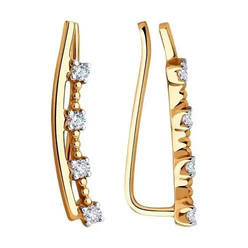 Серьги зажимы из красного золота