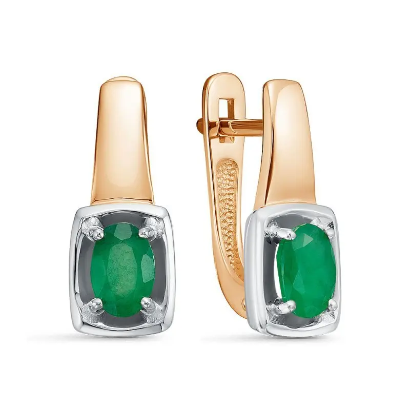 Серьги с английским замком из комбинированного золота