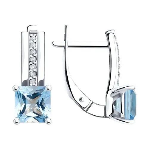 Серьги с английским замком из белого золота