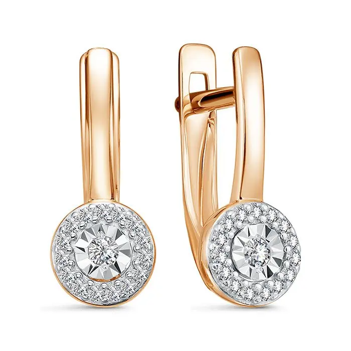 Серьги с английским замком из комбинированного золота