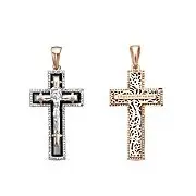 Подвеска крест из комбинированного золота