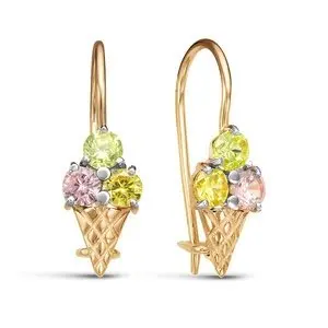 Серьги детские из красного золота вид 1