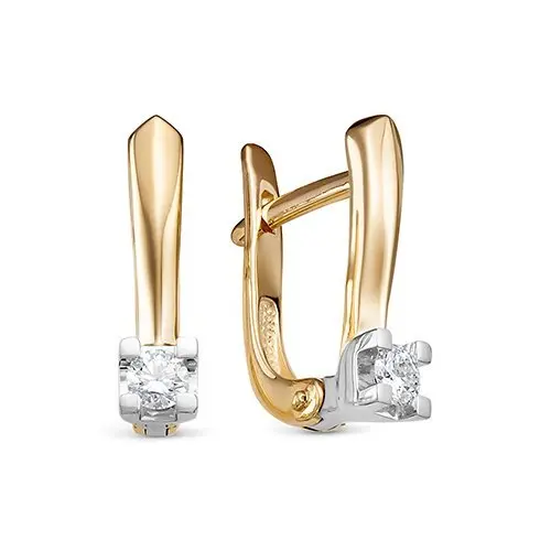 Серьги с английским замком из комбинированного золота