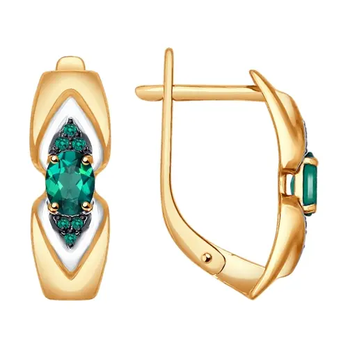 Серьги с английским замком из комбинированного золота