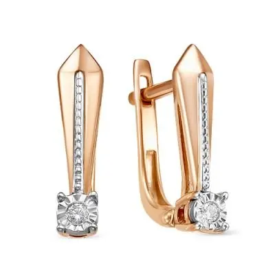 Серьги с английским замком из комбинированного золота