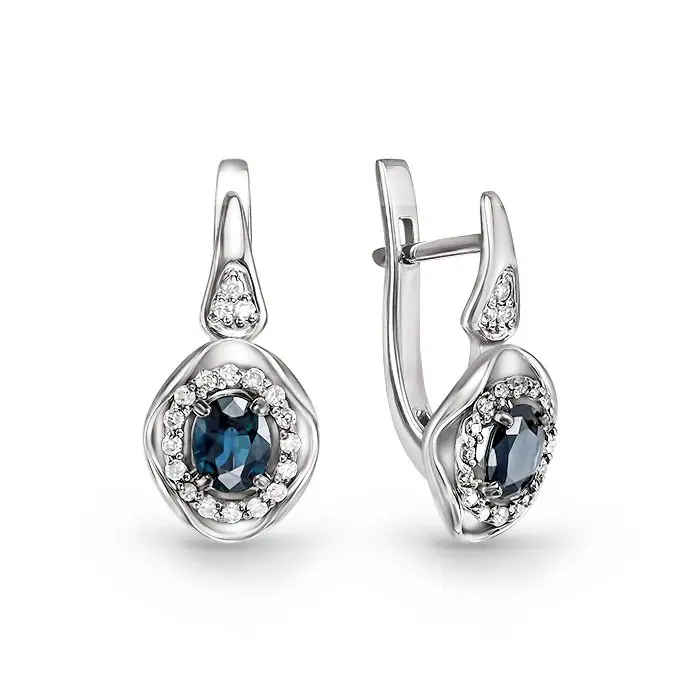 Серьги с английским замком из белого золота