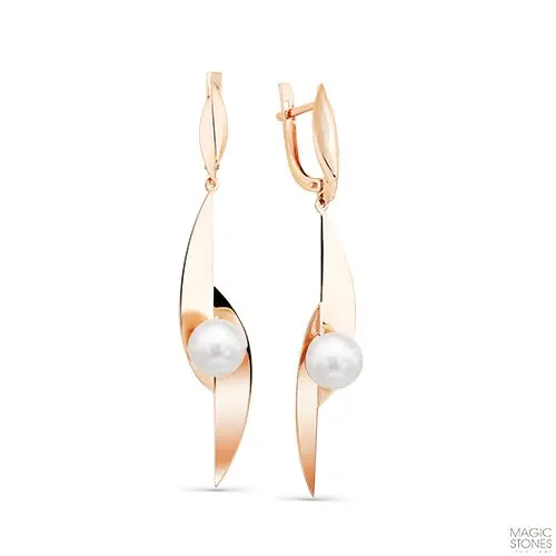 Серьги подвесные из красного золота