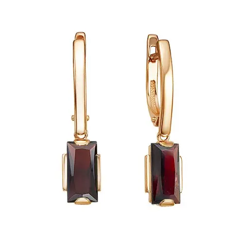 Серьги подвесные из красного золота