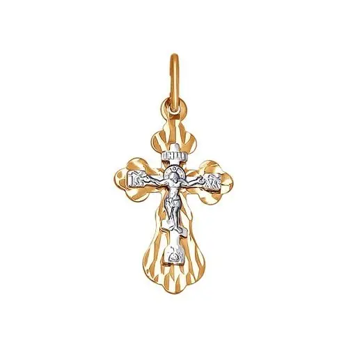 Подвеска крест из комбинированного золота