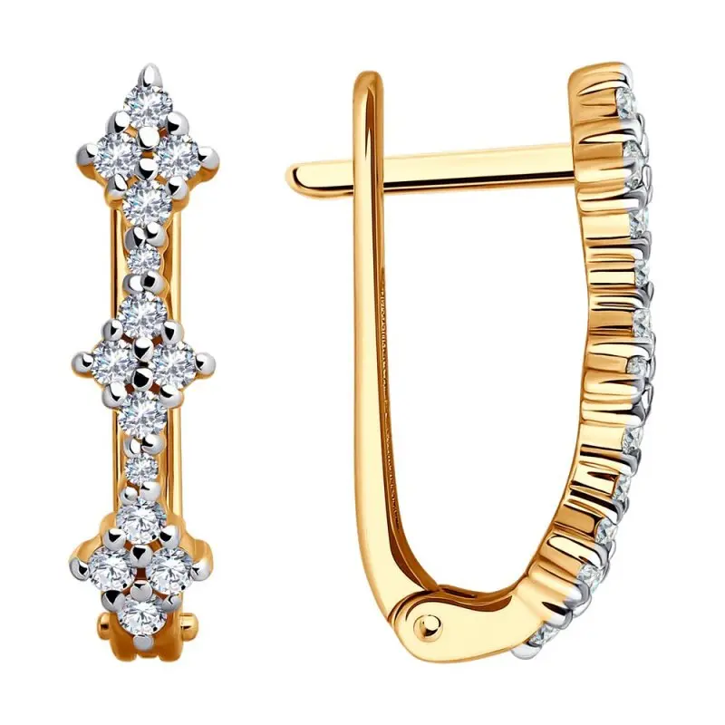 Серьги с английским замком из красного золота