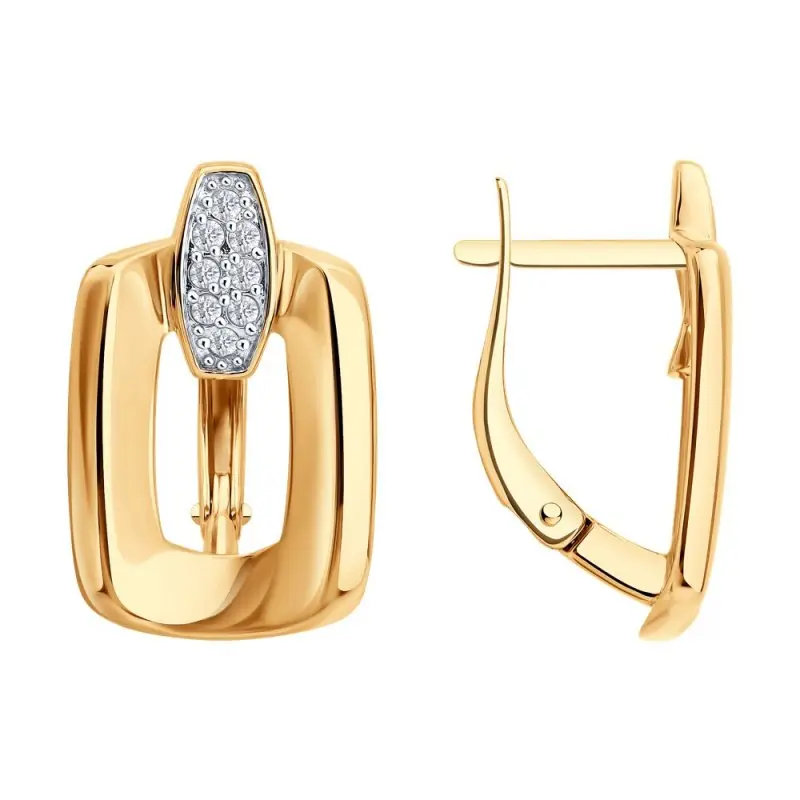 Серьги с английским замком из красного золота