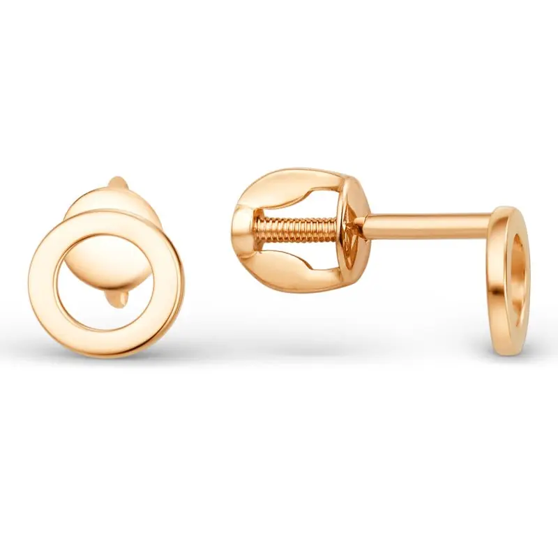 Серьги пуссеты из красного золота