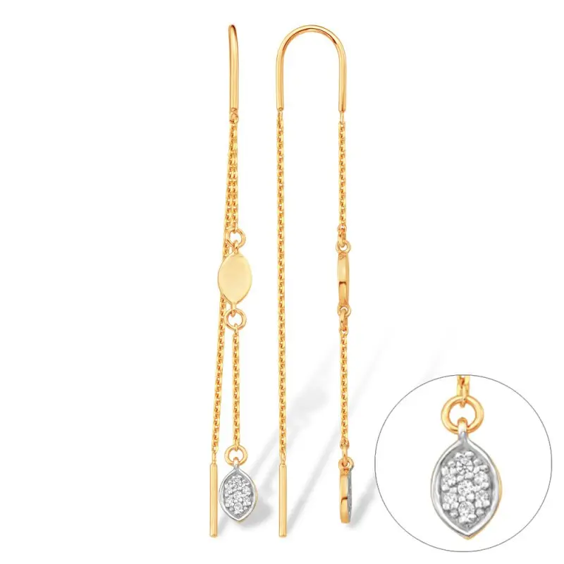 Серьги цепочки из красного золота