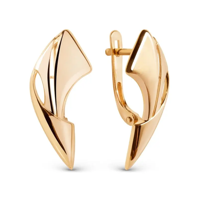 Серьги с английским замком из красного золота