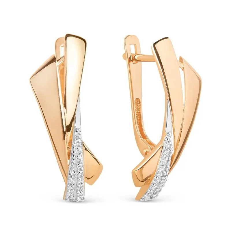 Серьги с английским замком из красного золота