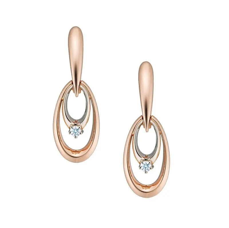 Серьги подвесные из красного золота