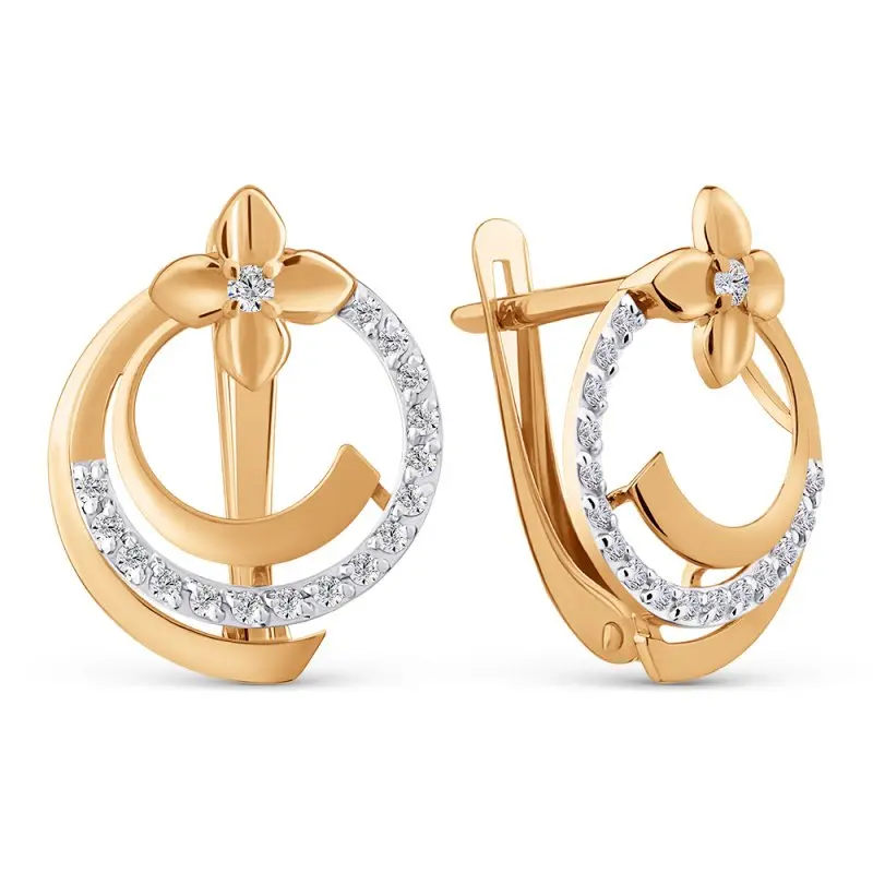 Серьги с английским замком из красного золота