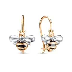 Серьги детские из комбинированного золота