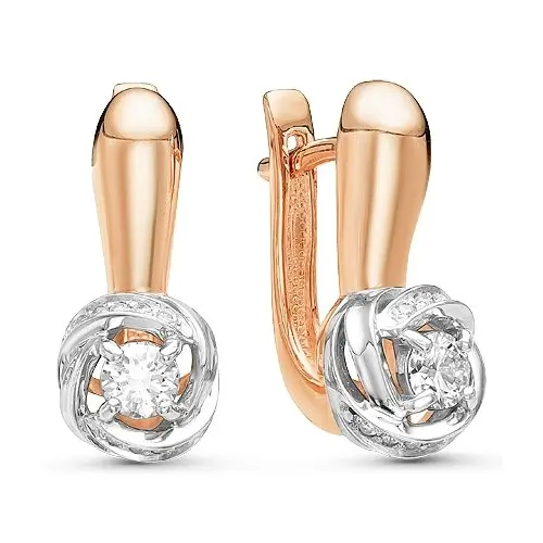 Серьги с английским замком из комбинированного золота