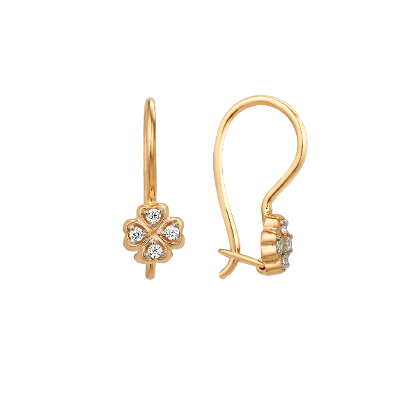 Серьги детские из красного золота