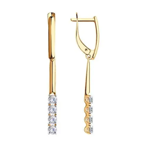 Серьги подвесные из красного золота