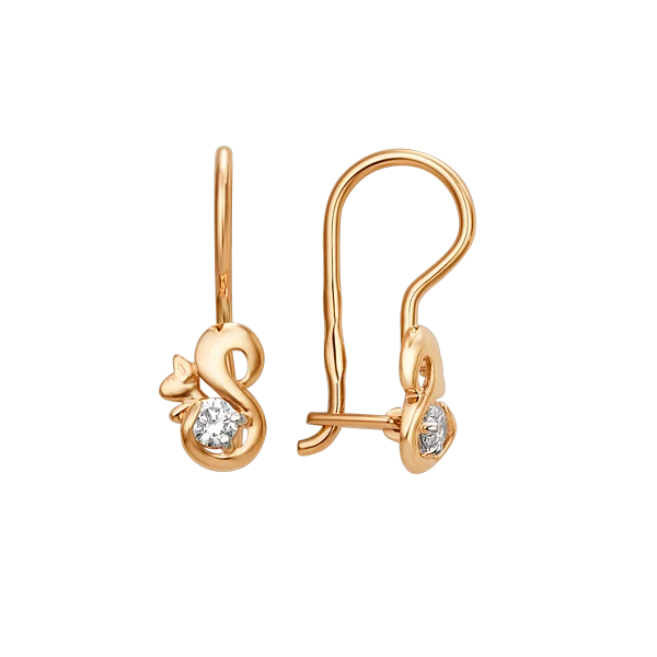 Серьги детские из красного золота