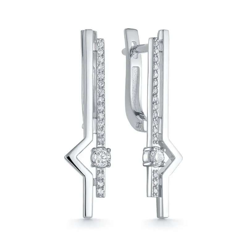 Серьги с английским замком из белого золота