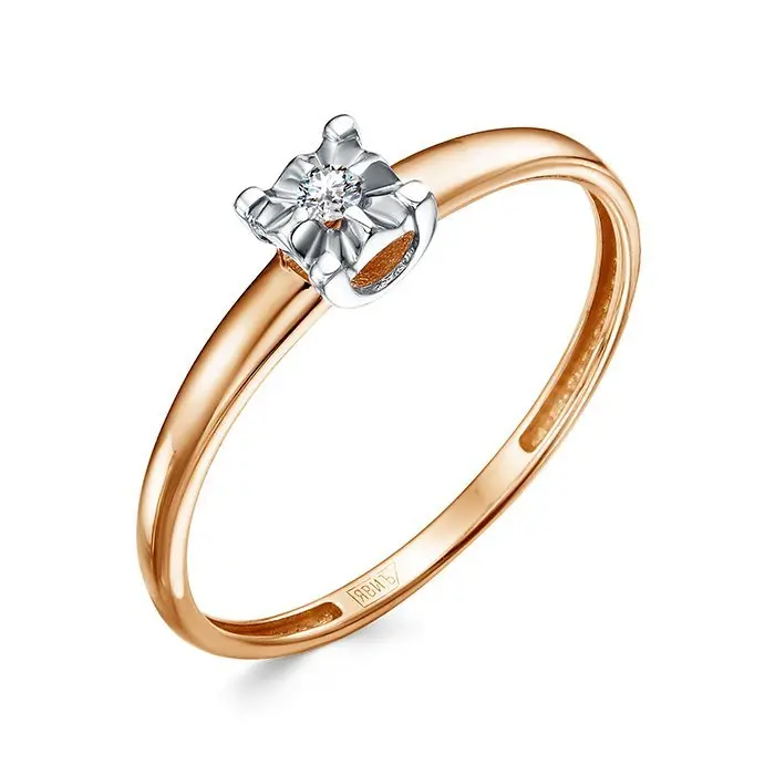 Кольцо помолвочное из комбинированного золота