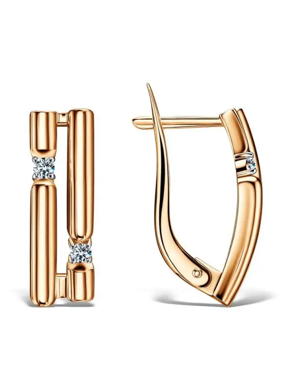 Серьги с английским замком из красного золота