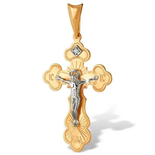Подвеска крест из красного золота
