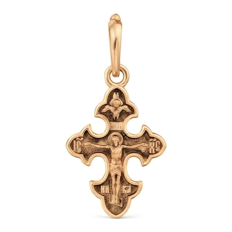 Подвеска крест из красного золота