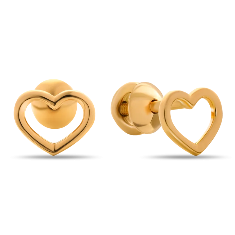 Серьги пуссеты из красного золота