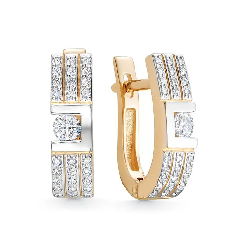 Серьги с английским замком из комбинированного золота