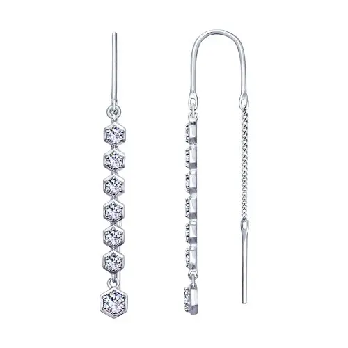 Серьги цепочки из серебра