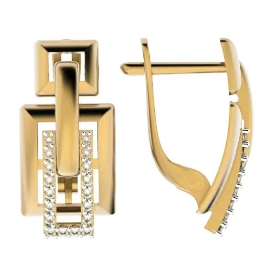 Серьги с английским замком из красного золота