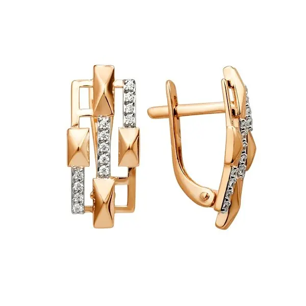 Серьги с английским замком из красного золота