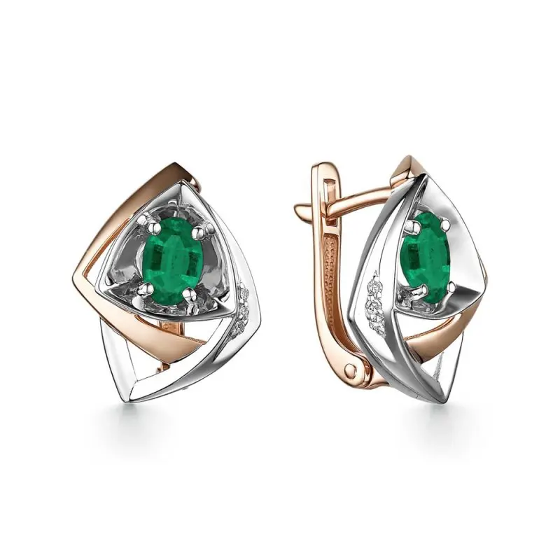 Серьги с английским замком из комбинированного золота