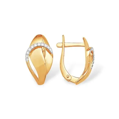 Серьги с английским замком из красного золота