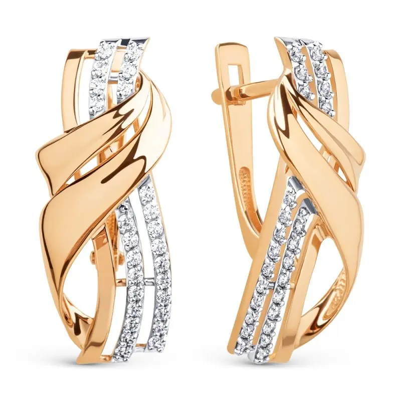 Серьги с английским замком из красного золота