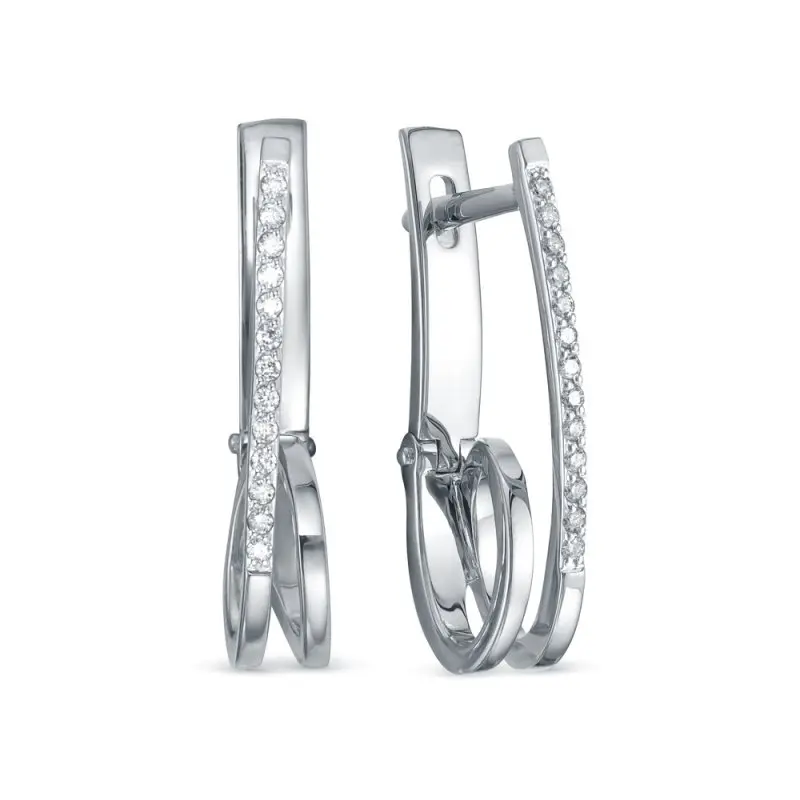 Серьги с английским замком из белого золота