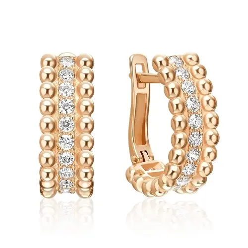 Серьги с английским замком из красного золота