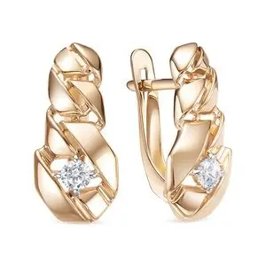 Серьги с английским замком из красного золота