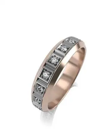 Кольцо обручальное из комбинированного золота