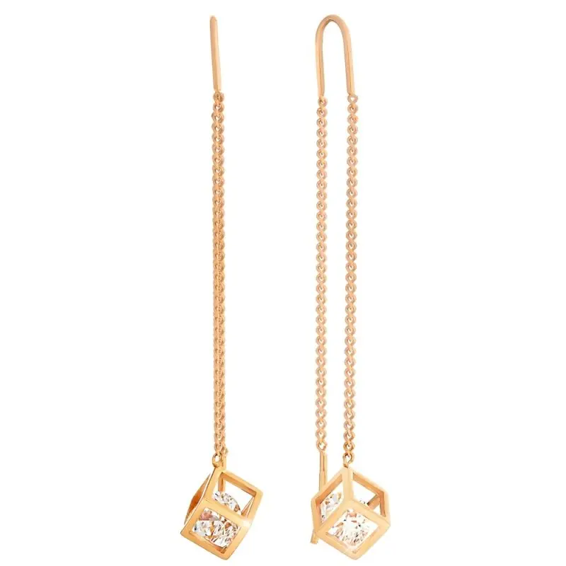 Серьги цепочки из позолоты