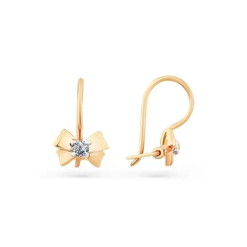Серьги детские из красного золота