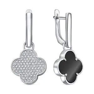 Серьги подвесные из серебра вид 1