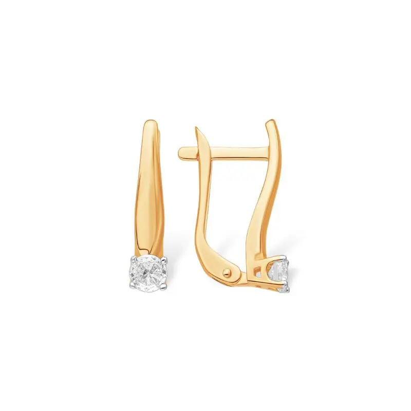 Серьги с английским замком из красного золота